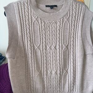 Women's Tan/Beige Cable Knit Sweater Vest